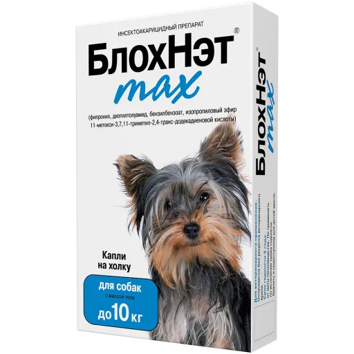 Капли БлохНэт от блох и клещей, для собак весом до 10 кг, 1 флакон