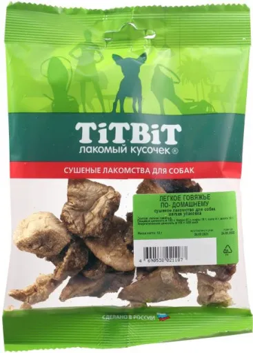 Лакомство для собак TitBit, Легкое говяжье по-домашнему, 12 г животные