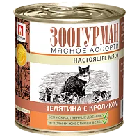 Влажный корм Зоогурман Мясное ассорти, для кошек, Телятина с кроликом, 250 г