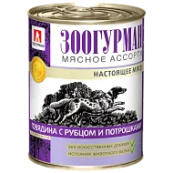 Влажный корм Зоогурман Мясное ассорти, для собак, говядина с рубцом и потрошками, 350 г