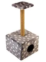 Домик Вака Простой квадратный, с площадкой, с когтеточкой, Н(К), 38*38*80 см