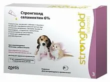 Капли Стронгхолд 6% для котят и щенков, весом менее 2,5 кг, 1 пипетка по 0,25 мл