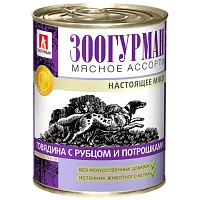 Влажный корм Зоогурман Мясное ассорти, для собак, говядина с рубцом и потрошками, 350 г