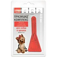 Капли Празицид-комплекс для щенков и собак, весом менее 5 кг, 1 пипетка по 0,5 мл