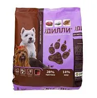 Сухой корм Дилли, для взрослых собак мелких пород, 1 кг животные