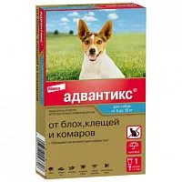 Капли Адвантикс от блох и клещей, для собак до 4 кг, 1 пипетка