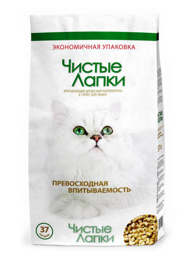 Наполнитель древесный Чистые Лапки/Clean Paws, 37 л животные