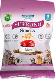 Лакомство Serrano Snacks, для кошек, для выведения шерсти, со вкусом печени, 50 г