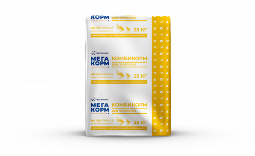 Комбикорм ДК52 для продуктивных перепелов от 45 дней (Мегамикс), 25 кг