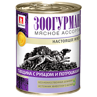 Влажный корм Зоогурман Мясное ассорти, для собак, говядина с рубцом и потрошками, 350 г