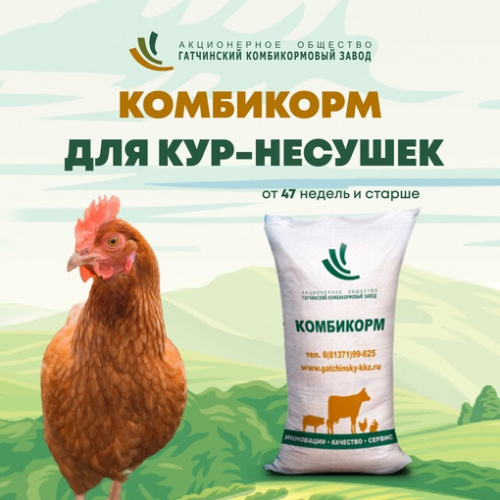 Комбикорм ПК1-2 для кур-несушек от 48 недель (Гатчина), 40 кг