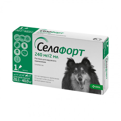 Капли Селафорт для собак, 1 пипетка на 20,1 - 40 кг фото 2