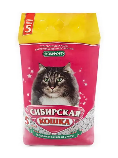 Наполнитель впитывающий Сибирская Кошка, Комфорт, 5 л животные