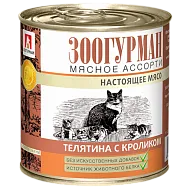 Влажный корм Зоогурман Мясное ассорти, для кошек, Телятина с кроликом, 250 г